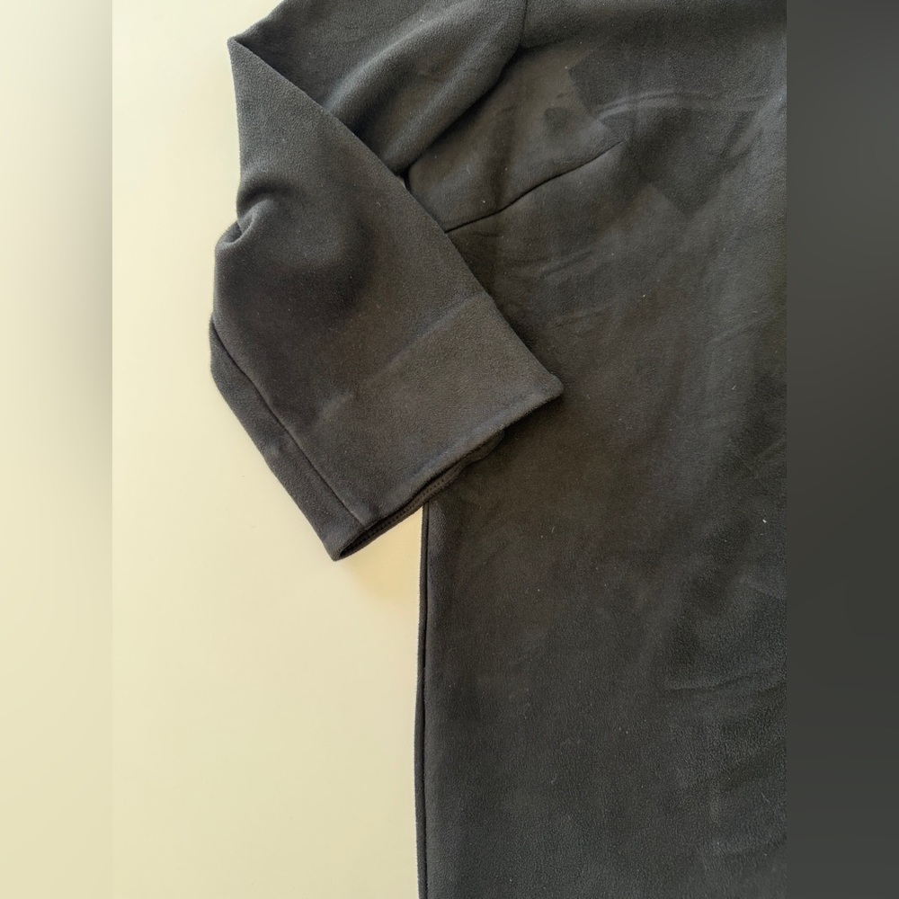 J. McLaughlin-Fontana Faux Suede-Black-Tunic-Fall-Layering-Ruffle Neck-Size M - Picture 3 of 9